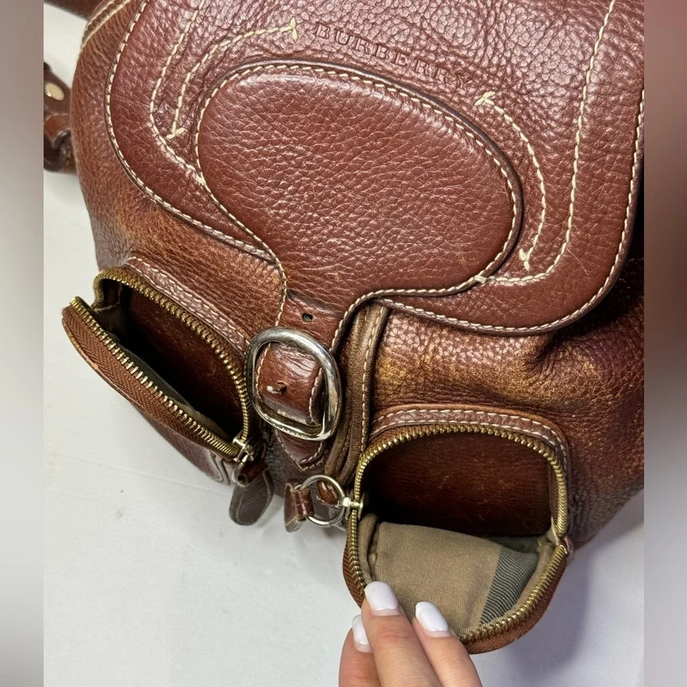 BURBERRY Vintage Brown Leather Small Backpack